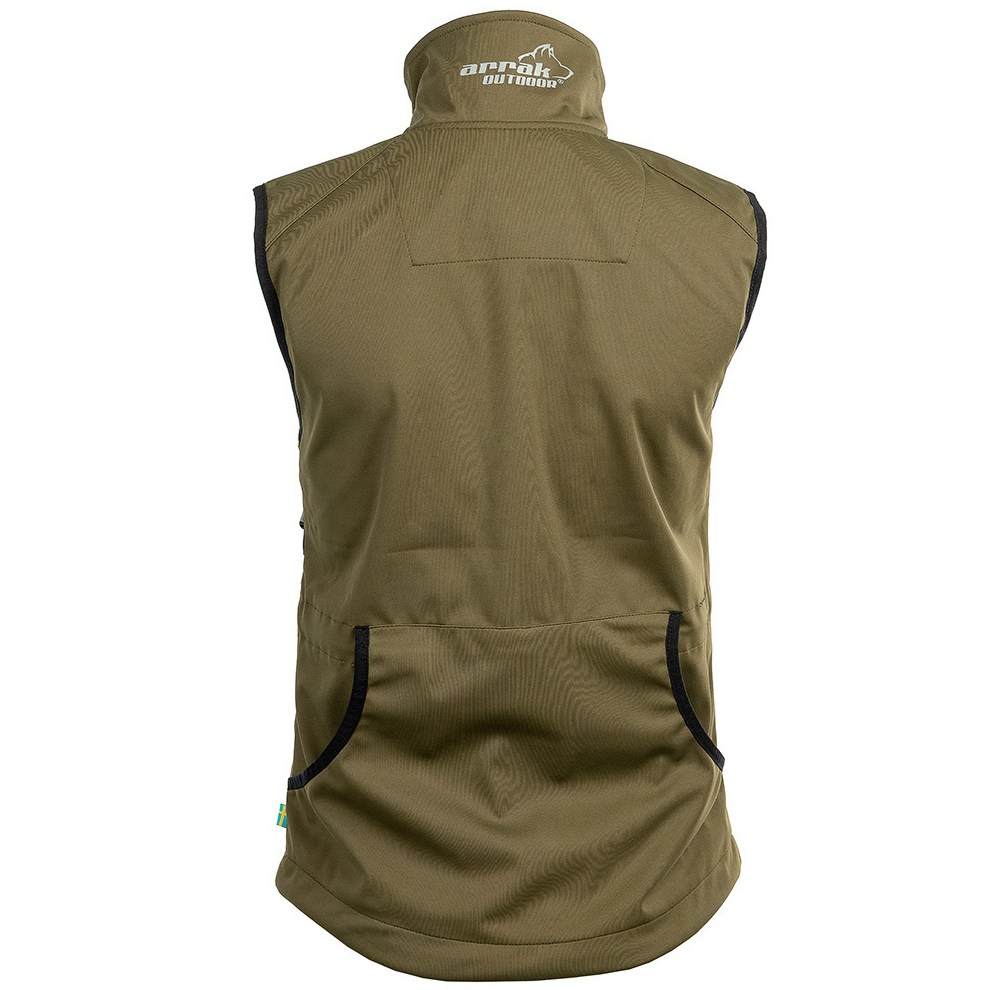 részlet ARRAK SWEDEN Acadia olivová pánská softshell vesta 3 vrstvý materiál DWR