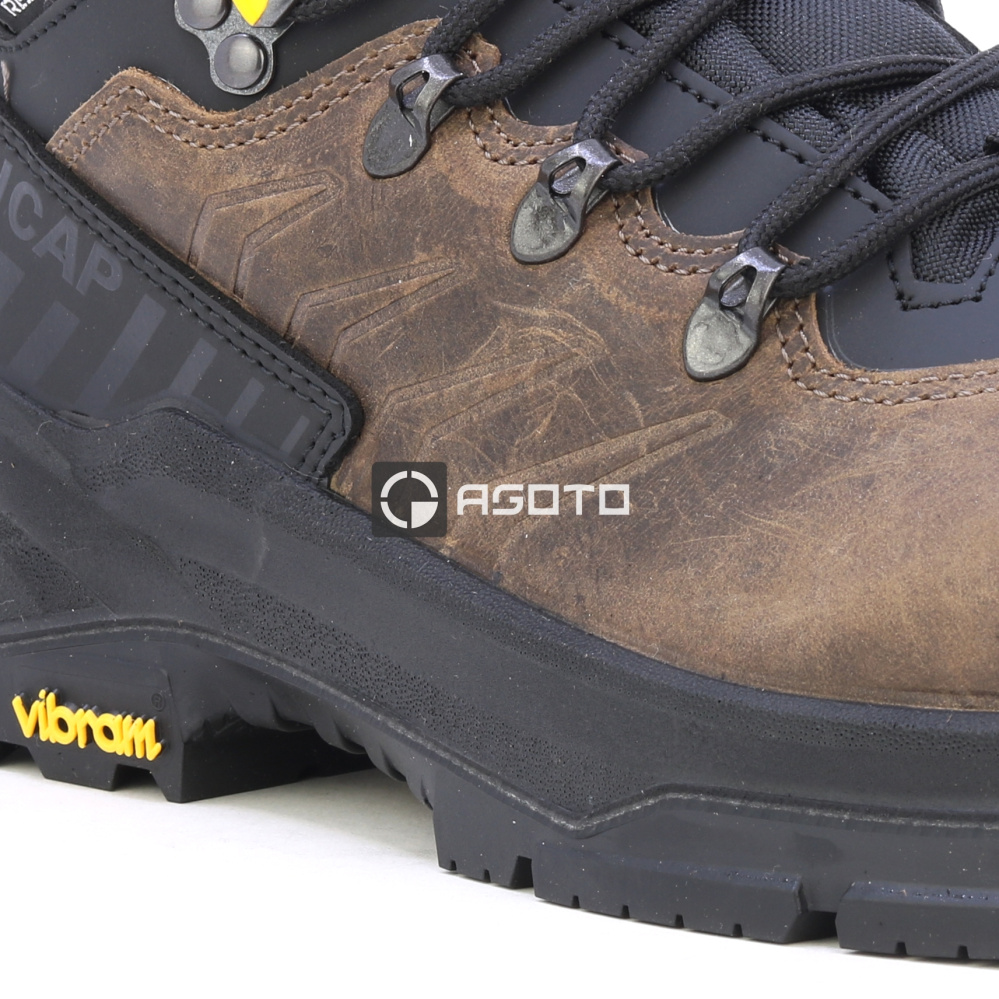 részlet BICAP Terrax S7S barna férfi bőr strapabíró munkavédelmi cipő Respitex® membránn