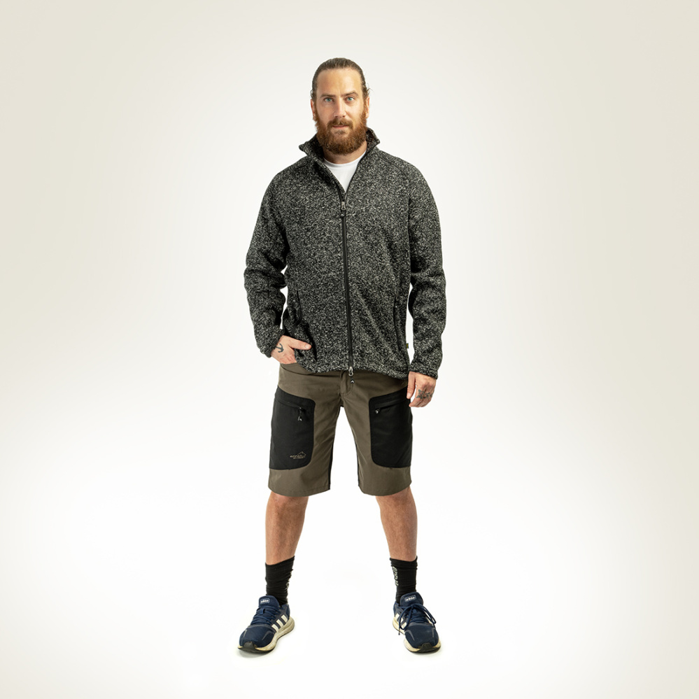 részlet ARRAK SWEDEN Active Stretch hnědé pánské outdoor/hunting kraťasy voděodolné